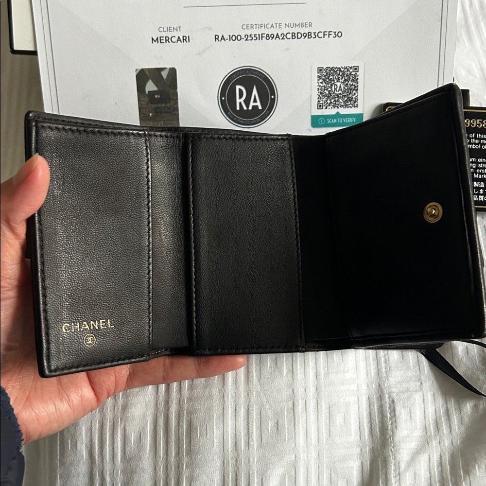 CHANEL Black Quilted Wallet with Gold Accent with off the market chain. - Picture 4 of 7